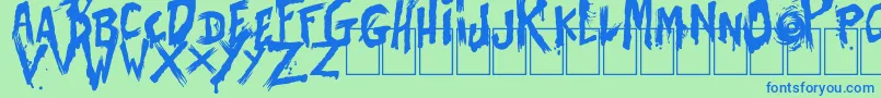 BatesShower-Schriftart – Blaue Schriften auf grünem Hintergrund