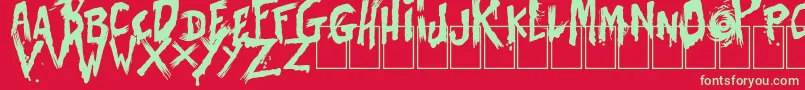 フォントBatesShower – 赤い背景に緑の文字