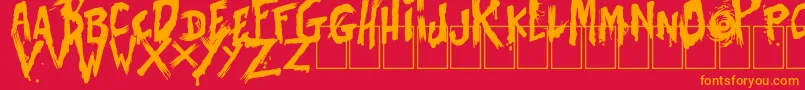 フォントBatesShower – 赤い背景にオレンジの文字