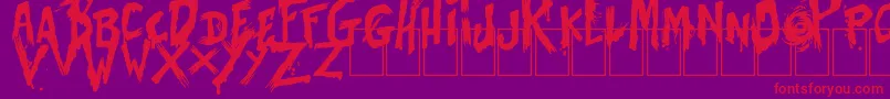 BatesShower-Schriftart – Rote Schriften auf violettem Hintergrund