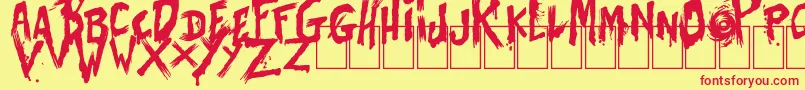 BatesShower-fontti – punaiset fontit keltaisella taustalla