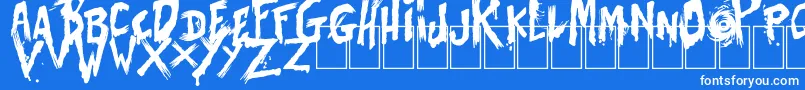 BatesShower-Schriftart – Weiße Schriften auf blauem Hintergrund