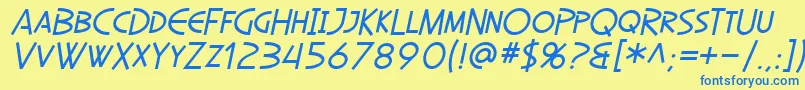 SfDiegoSansOblique Font – Blue Fonts on Yellow Background