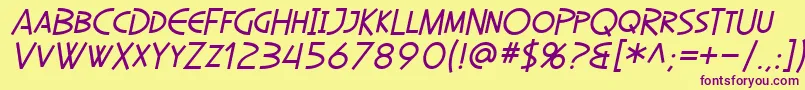 SfDiegoSansOblique Font – Purple Fonts on Yellow Background