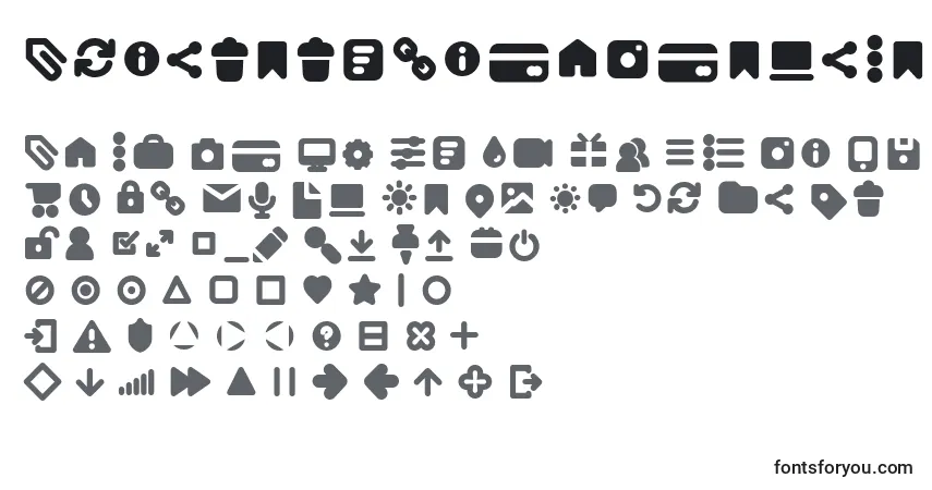 Czcionka AristotelicaIconsBoldTrial – alfabet, cyfry, specjalne znaki