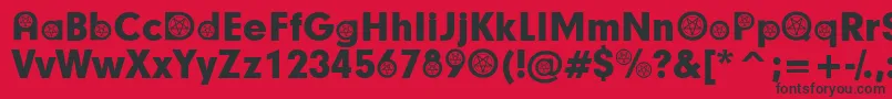 SatanicParticipants-Schriftart – Schwarze Schriften auf rotem Hintergrund