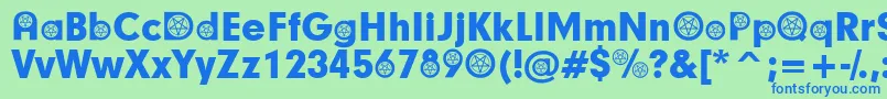 Шрифт SatanicParticipants – синие шрифты на зелёном фоне