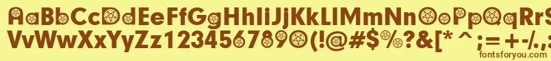 SatanicParticipants Font – Brown Fonts on Yellow Background