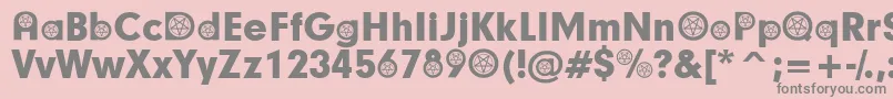 SatanicParticipants-fontti – harmaat kirjasimet vaaleanpunaisella taustalla
