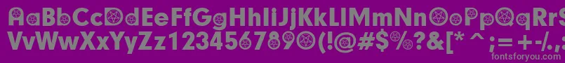 SatanicParticipants-fontti – harmaat kirjasimet violetilla taustalla