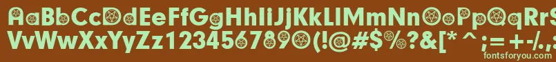 SatanicParticipants-fontti – vihreät fontit ruskealla taustalla