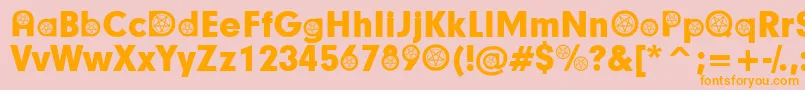 SatanicParticipants-Schriftart – Orangefarbene Schriften auf rosa Hintergrund