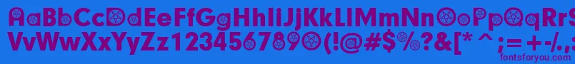 SatanicParticipants-Schriftart – Violette Schriften auf blauem Hintergrund