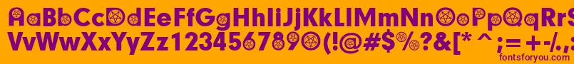 SatanicParticipants-Schriftart – Violette Schriften auf orangefarbenem Hintergrund