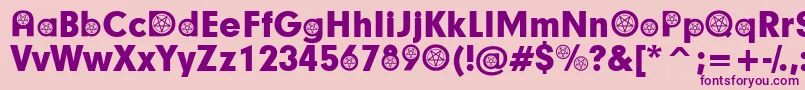 フォントSatanicParticipants – ピンクの背景に紫のフォント