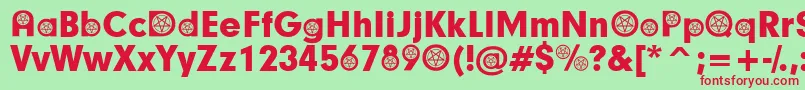 SatanicParticipants-fontti – punaiset fontit vihreällä taustalla