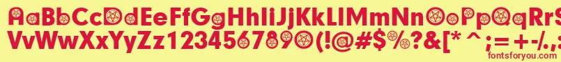 Czcionka SatanicParticipants – czerwone czcionki na żółtym tle