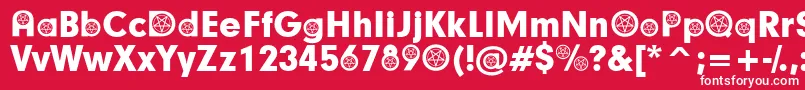 SatanicParticipants-Schriftart – Weiße Schriften auf rotem Hintergrund