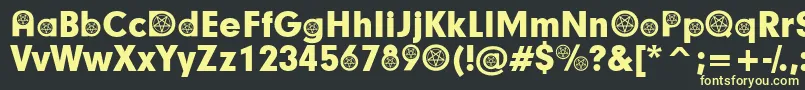 SatanicParticipants-fontti – keltaiset fontit mustalla taustalla