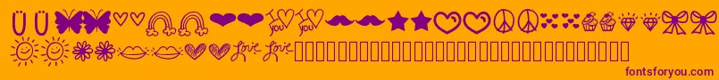 Fonte Vbdings – fontes roxas em um fundo laranja