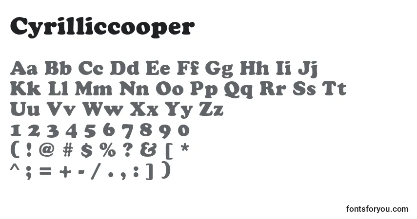 Czcionka Cyrilliccooper – alfabet, cyfry, specjalne znaki