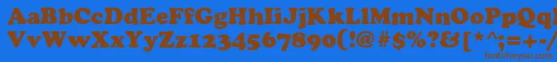 フォントCyrilliccooper – 茶色の文字が青い背景にあります。
