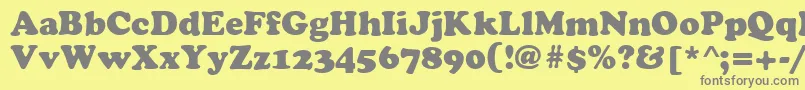 フォントCyrilliccooper – 黄色の背景に灰色の文字