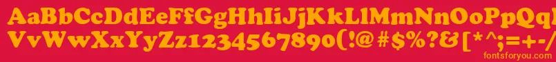 Cyrilliccooper-Schriftart – Orangefarbene Schriften auf rotem Hintergrund