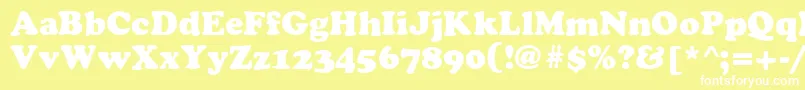 Cyrilliccooper-Schriftart – Weiße Schriften auf gelbem Hintergrund