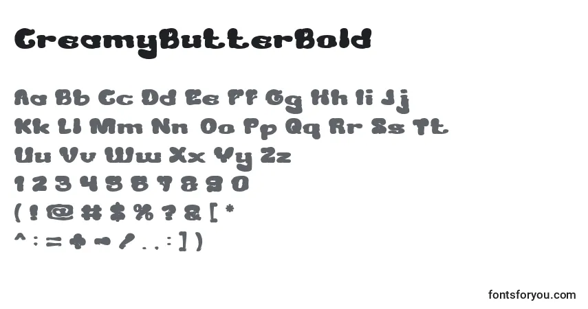Fuente CreamyButterBold - alfabeto, números, caracteres especiales