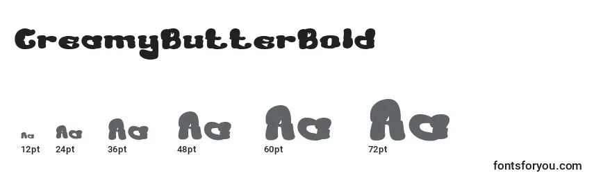 CreamyButterBold Font Sizes