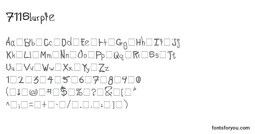 A fonte 711Slurpie – alfabeto, números, caracteres especiais