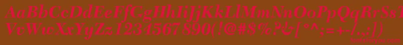 フォントC651RomanBolditalic – 赤い文字が茶色の背景にあります。