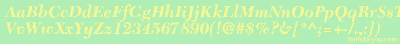 フォントC651RomanBolditalic – 黄色の文字が緑の背景にあります