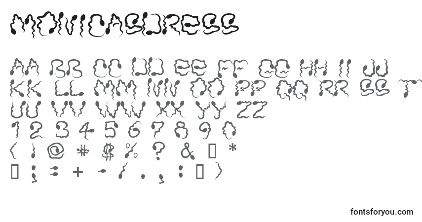 Czcionka MonicasDress – alfabet, cyfry, specjalne znaki