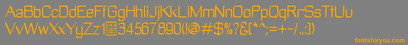 フォントManyetoDemo – オレンジの文字は灰色の背景にあります。