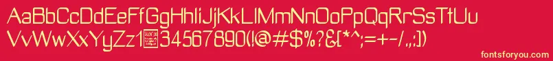 ManyetoDemo-fontti – keltaiset fontit punaisella taustalla