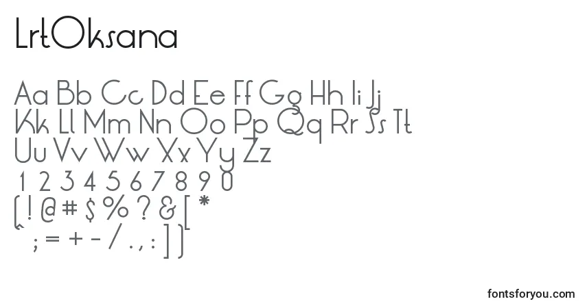 A fonte LrtOksana – alfabeto, números, caracteres especiais