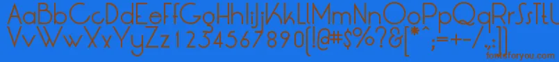 フォントLrtOksana – 茶色の文字が青い背景にあります。