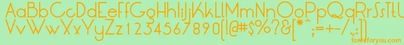 フォントLrtOksana – オレンジの文字が緑の背景にあります。