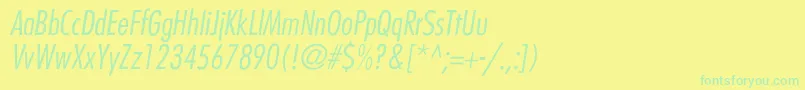 FairmontCondLiteItal Font – Green Fonts on Yellow Background
