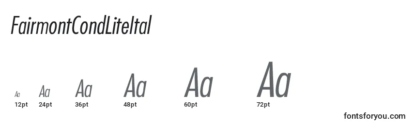 FairmontCondLiteItal Font Sizes