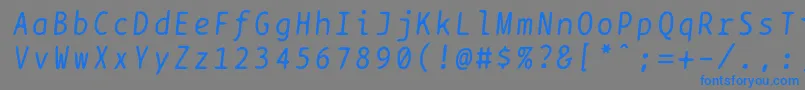 フォントBptypewriteitalics – 灰色の背景に青い文字