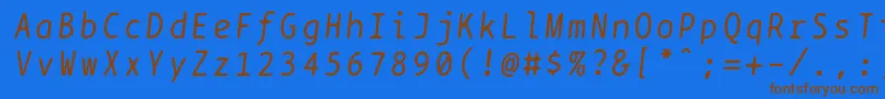 Шрифт Bptypewriteitalics – коричневые шрифты на синем фоне