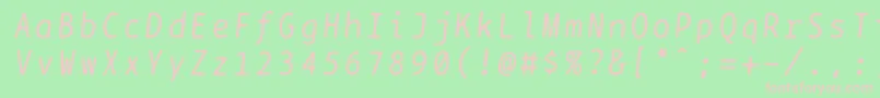 Fonte Bptypewriteitalics – fontes rosa em um fundo verde