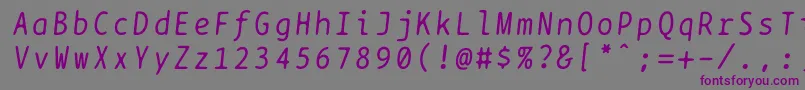 Шрифт Bptypewriteitalics – фиолетовые шрифты на сером фоне