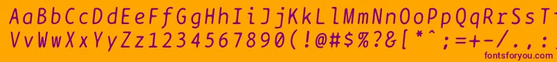 フォントBptypewriteitalics – オレンジの背景に紫のフォント