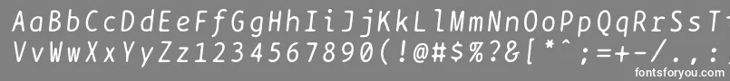 Czcionka Bptypewriteitalics – białe czcionki na szarym tle