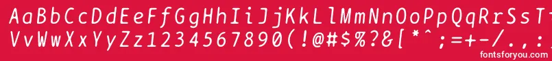 フォントBptypewriteitalics – 赤い背景に白い文字