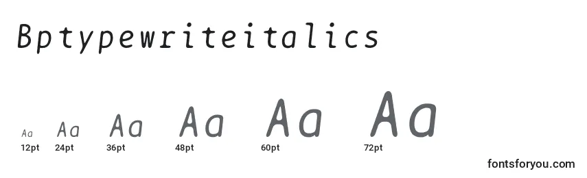 Größen der Schriftart Bptypewriteitalics